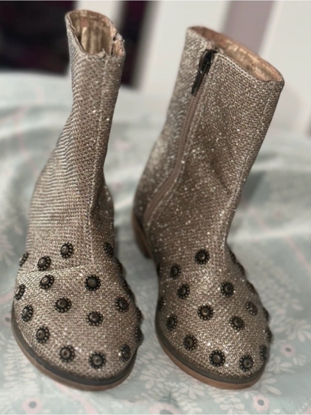 Joyfolie Wren Metallic Taupe Glitter Kids Boots